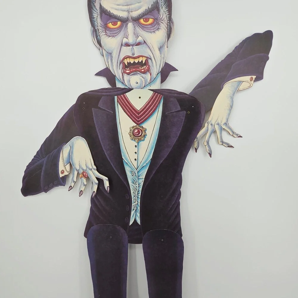 Vampire Dracula Halloween Jointed Double Sided Die-Cut Realistic Decor Vintage